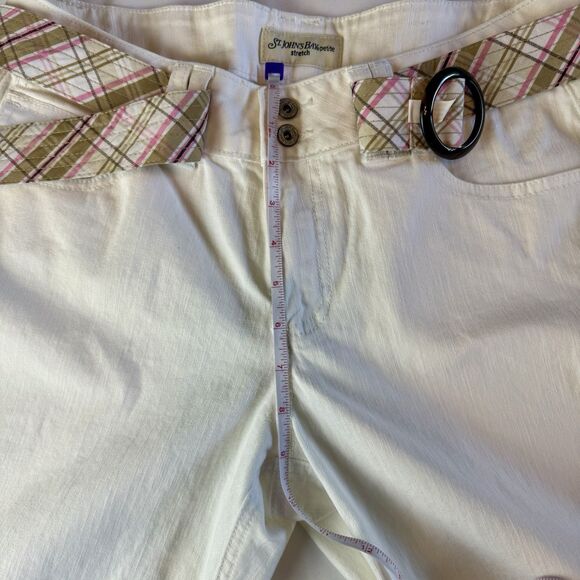 St. Johns Bay Size 12 Petite White Capri Pants W/ Belt, Stretch Cotton/Spandex - Picture 7 of 10
